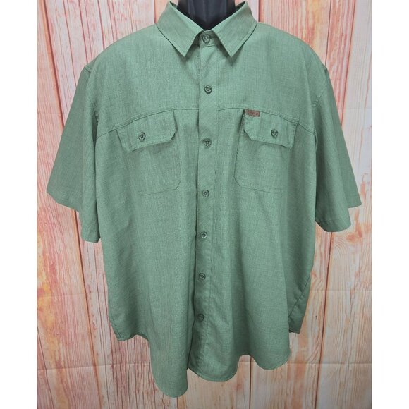 Orvis Mens Green Short Sleeve Button-Up Shirt XXL - Picture 1 of 8